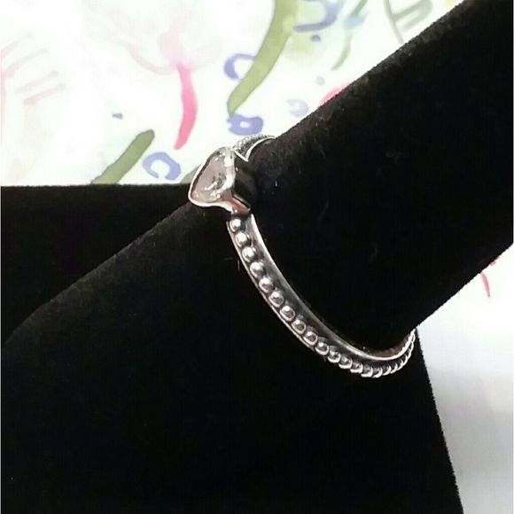 Diamond CZ Stackable .925 Sterling Silver Heart Ring New Dainty - Picture 2 of 5